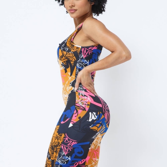 Graffiti Print Bodycon Dress - Picture 2 of 5